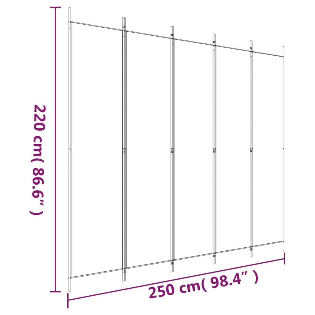 vidaXL 5-Panel Room Divider Anthracite 200x220 cm Fabric