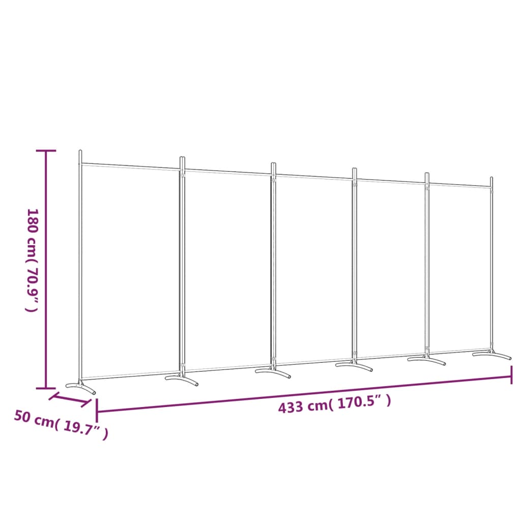 vidaXL 5-Panel Room Divider Anthracite 200x220 cm Fabric