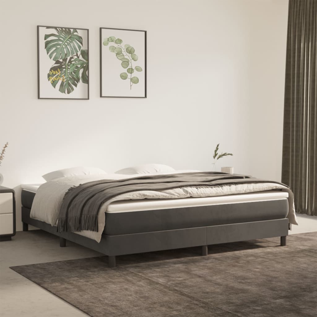 vidaXL Bed Frame without Mattress Light Grey 180x200 cm Super King Velvet