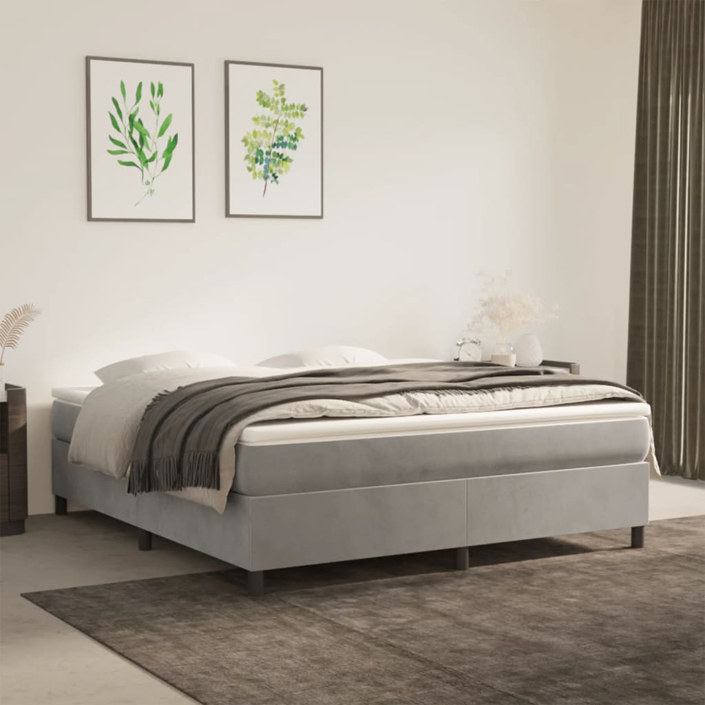 vidaXL Bed Frame without Mattress Light Grey 180x200 cm Super King Velvet