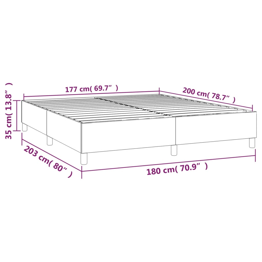 vidaXL Bed Frame without Mattress Light Grey 180x200 cm Super King Velvet