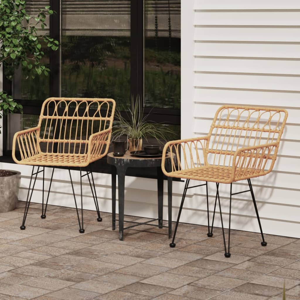 vidaXL Garden Chairs 2 pcs with Armrest Black 56x64x80 cm PE Rattan