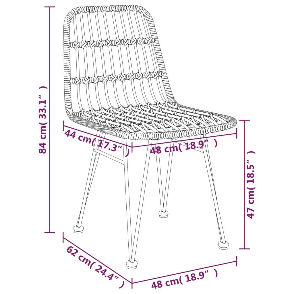 vidaXL Garden Chairs 2 pcs Black 48x62x84 cm PE Rattan