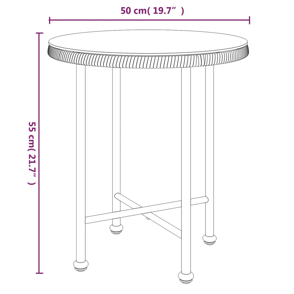 vidaXL Dining Table Black Ø50 cm Tempered Glass and Steel