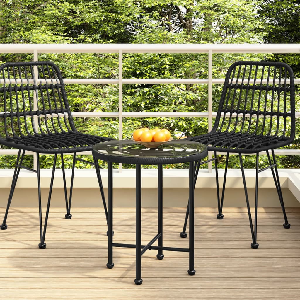Dining Table Black Ø55 cm Tempered Glass and Steel