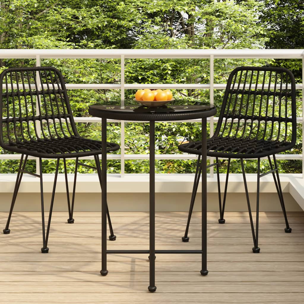 vidaXL Dining Table Black ��55 cm��Tempered Glass and Steel