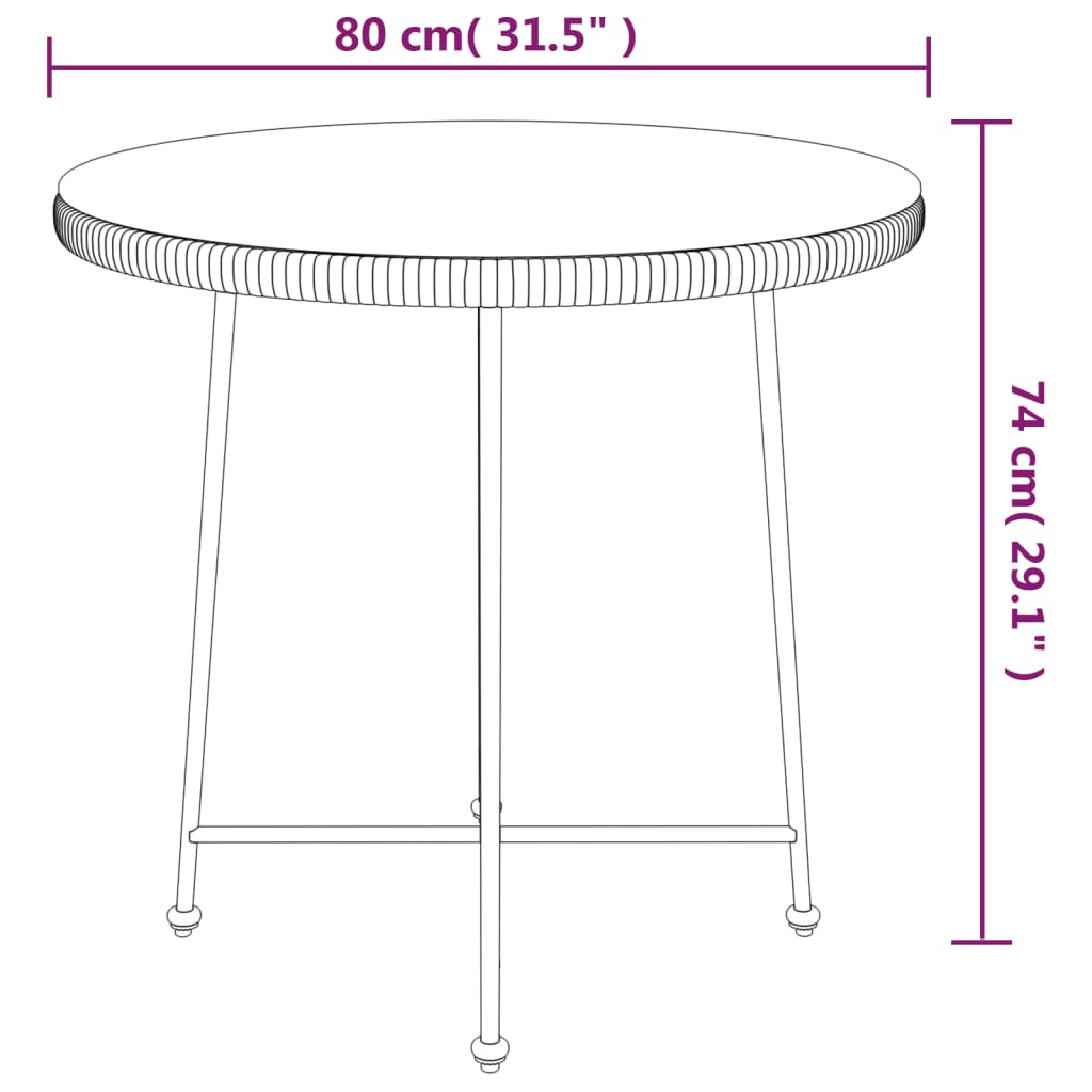 vidaXL Dining Table Black Ø50 cm Tempered Glass and Steel