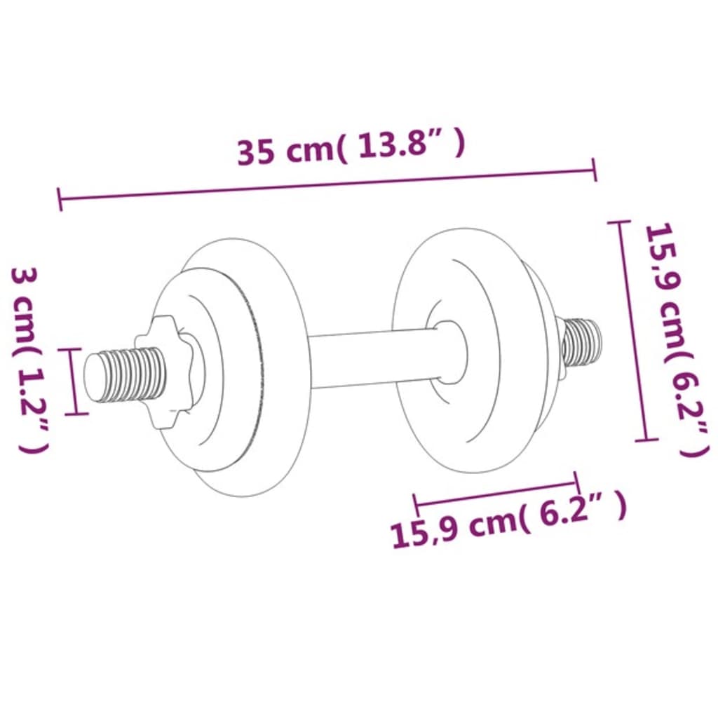 vidaXL Dumbbell with Plates Set 40 kg Cast Iron & Chrome Plated Steel