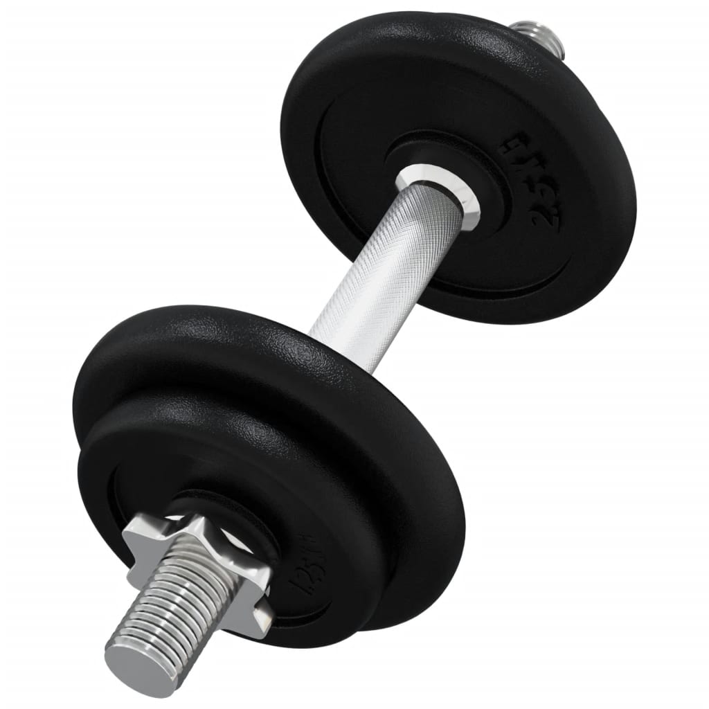 vidaXL Dumbbell with Plates Set 40 kg Cast Iron & Chrome Plated Steel