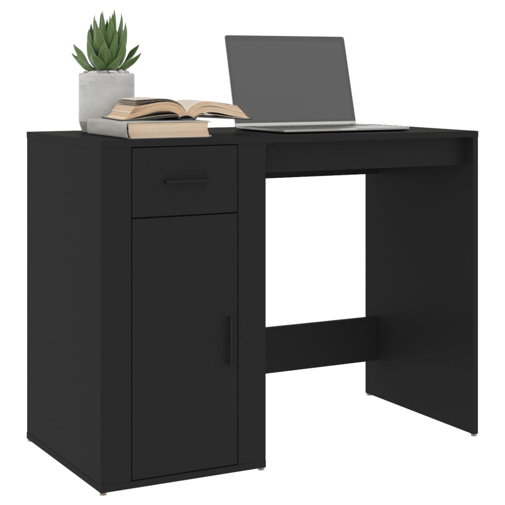 vidaXL Desk Black 100x49x75 cm Engineered Wood