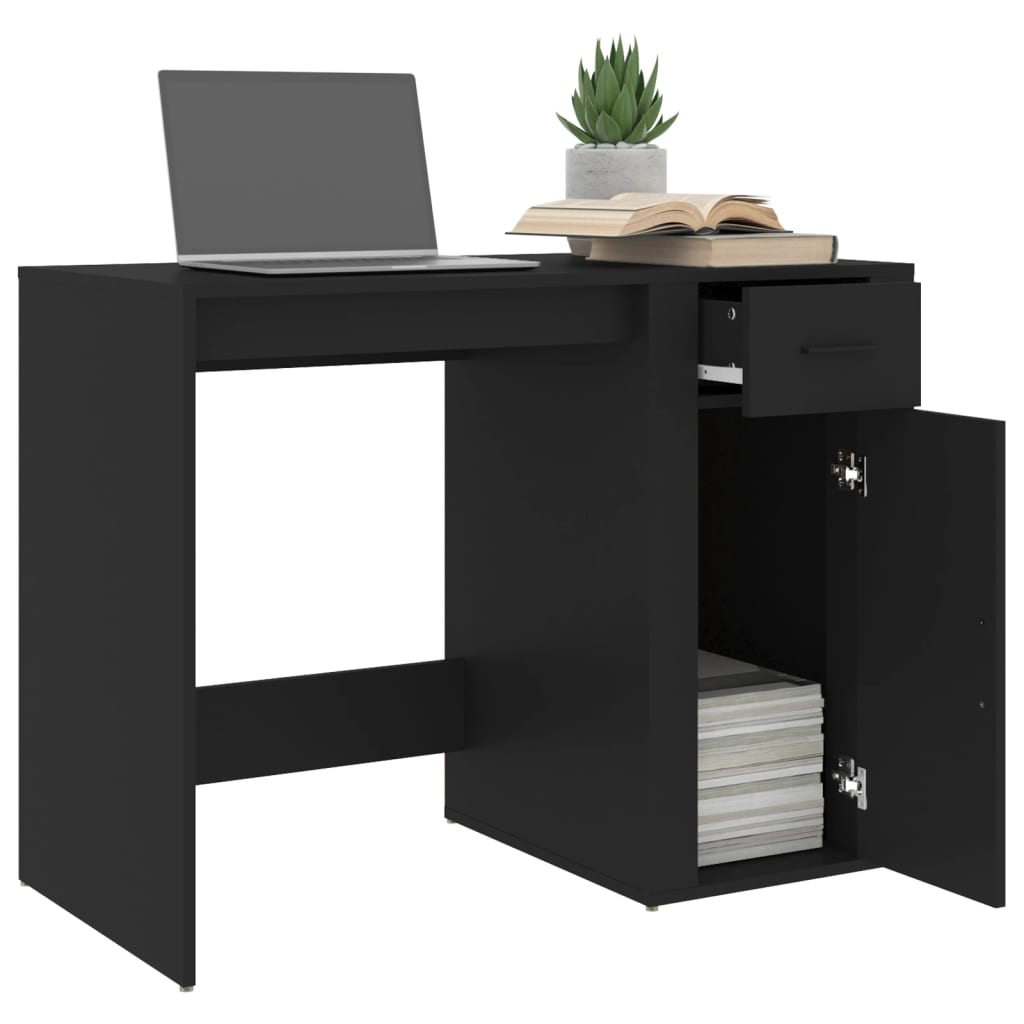 vidaXL Desk Black 100x49x75 cm Engineered Wood