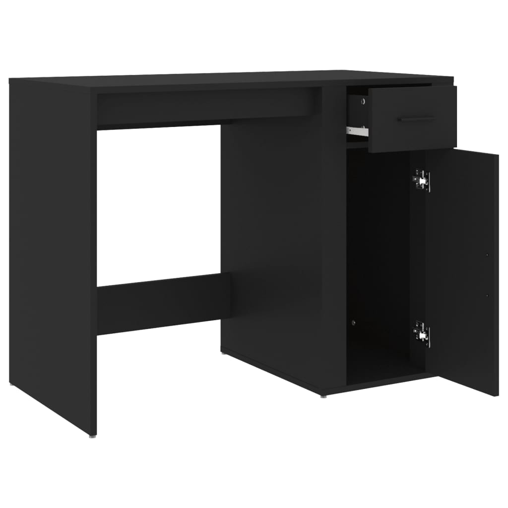 vidaXL Desk Black 100x49x75 cm Engineered Wood