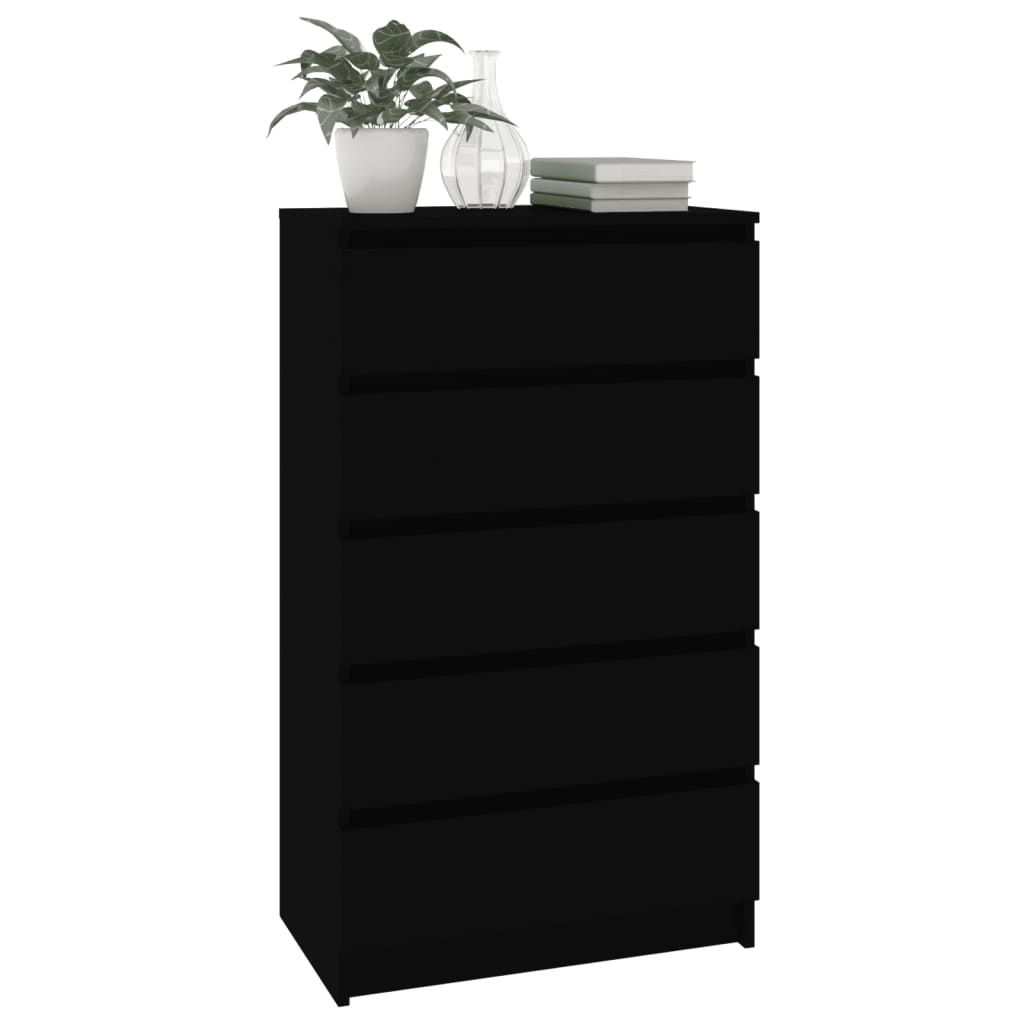 vidaXL Drawer Cabinet Black 60x36x103 cm Engineered Wood