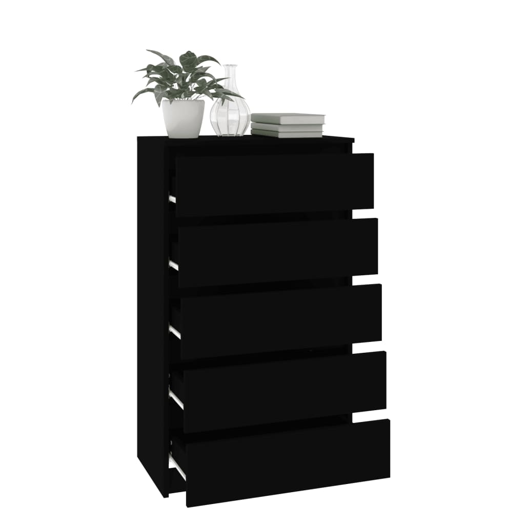 vidaXL Drawer Cabinet Black 60x36x103 cm Engineered Wood