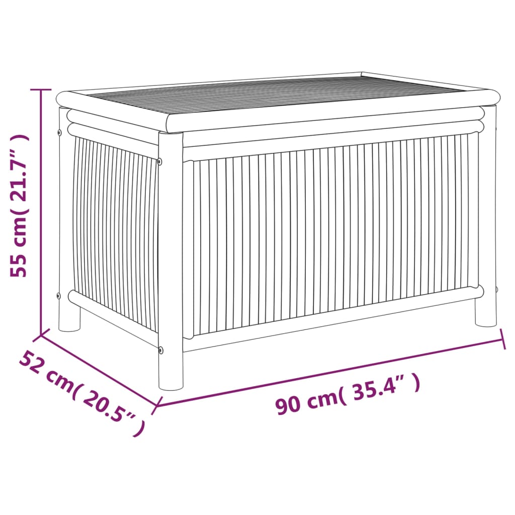 vidaXL Garden Storage Box 90x52x55cm Bamboo