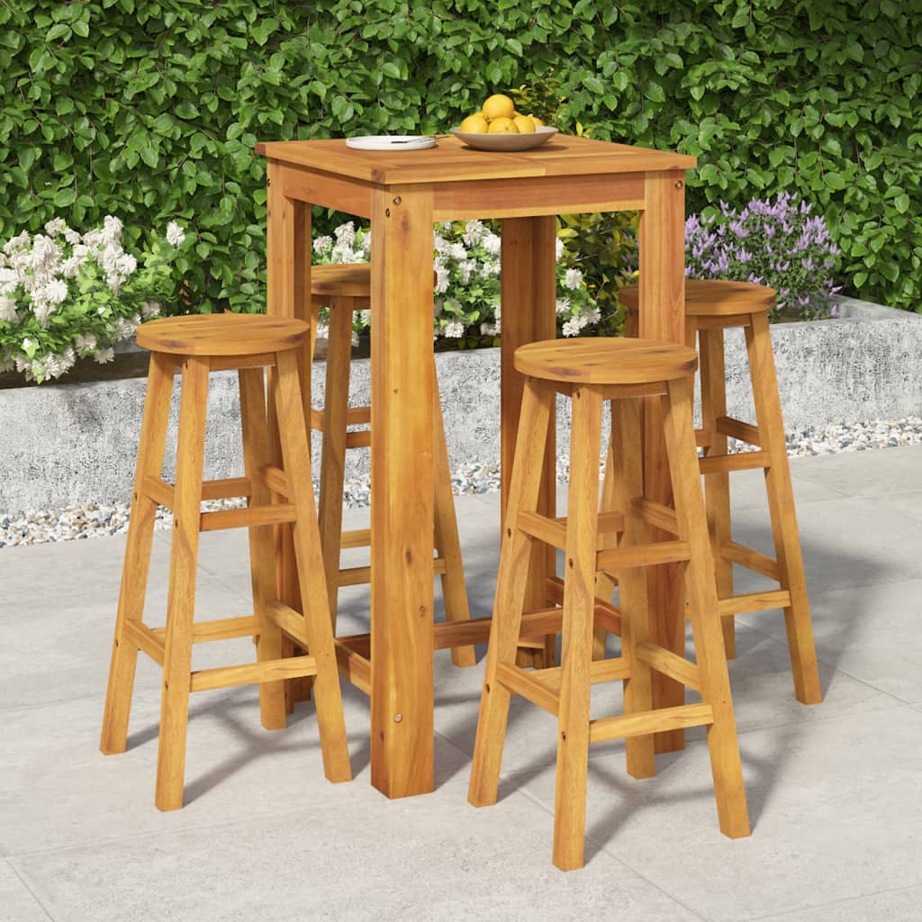 vidaXL 5 Piece Garden Bar Set Solid Wood  Acacia