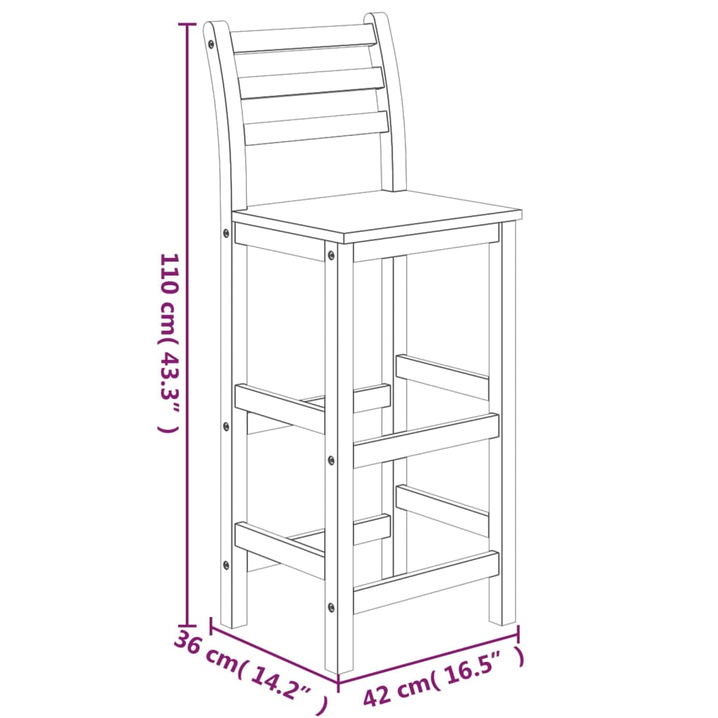 vidaXL 3 Piece Garden Bar Set Solid Wood  Acacia