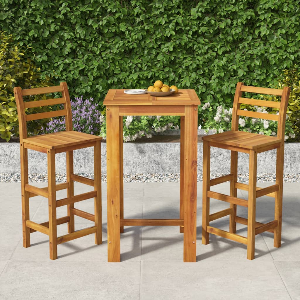 vidaXL 3 Piece Garden Bar Set Solid Wood  Acacia