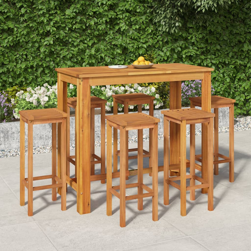 vidaXL 7 Piece Garden Bar Set Solid Wood  Acacia