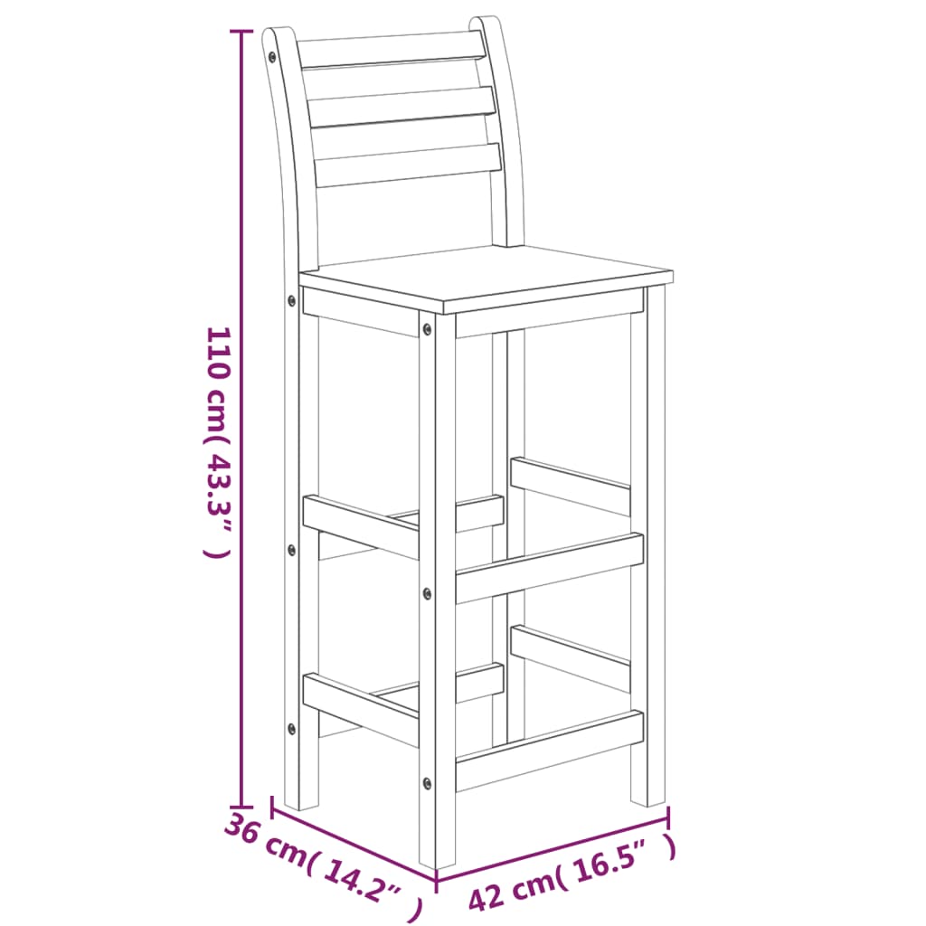 vidaXL 3 Piece Garden Bar Set Solid Wood  Acacia