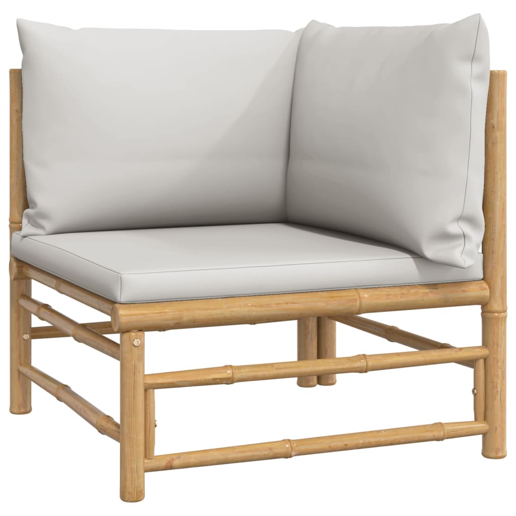 vidaXL 2 Piece Garden Lounge Set with Light Grey Cushions Bamboo