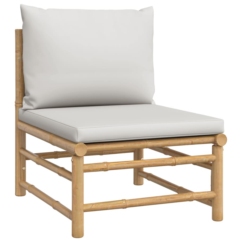 vidaXL 2 Piece Garden Lounge Set with Light Grey Cushions Bamboo