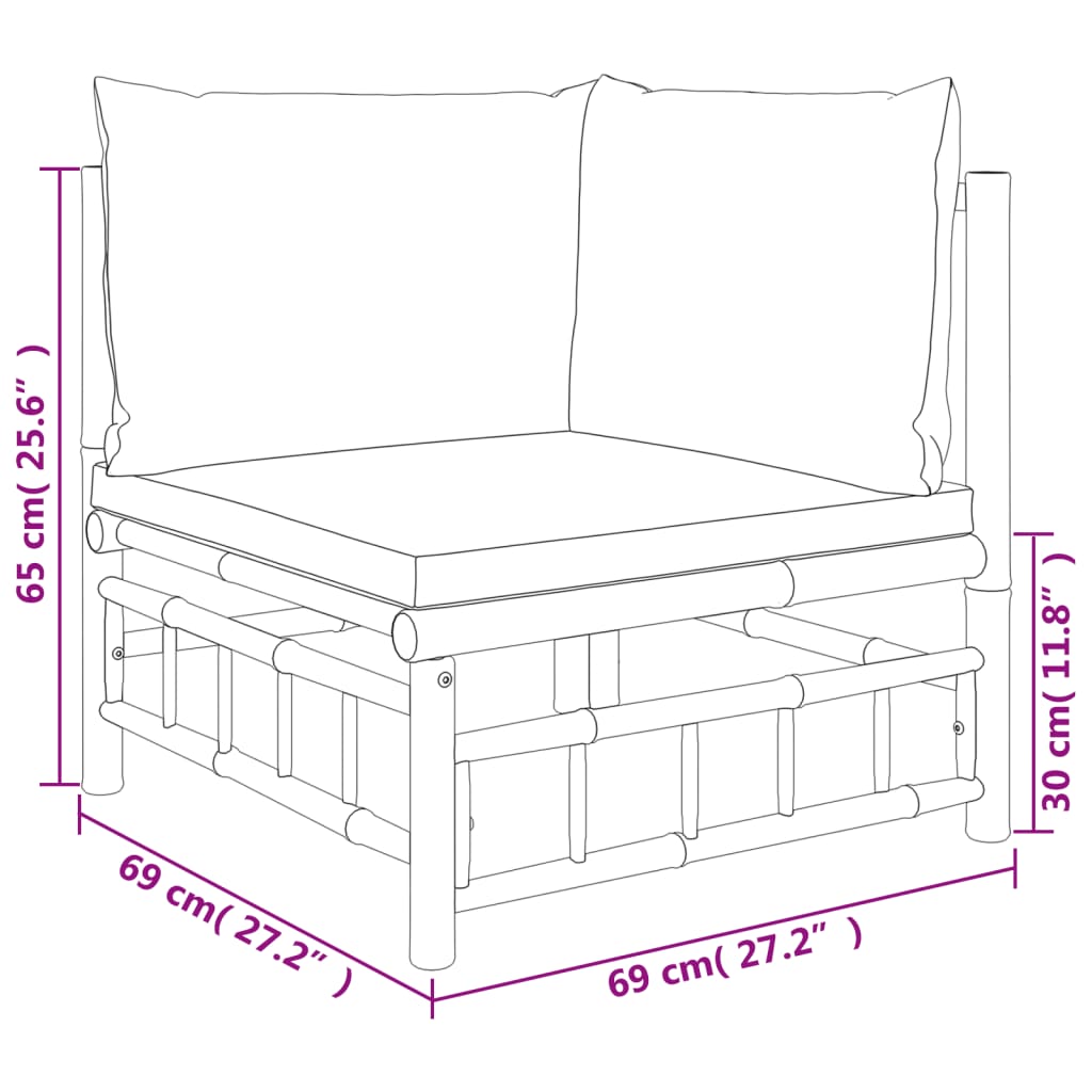 vidaXL 2 Piece Garden Lounge Set with Light Grey Cushions Bamboo