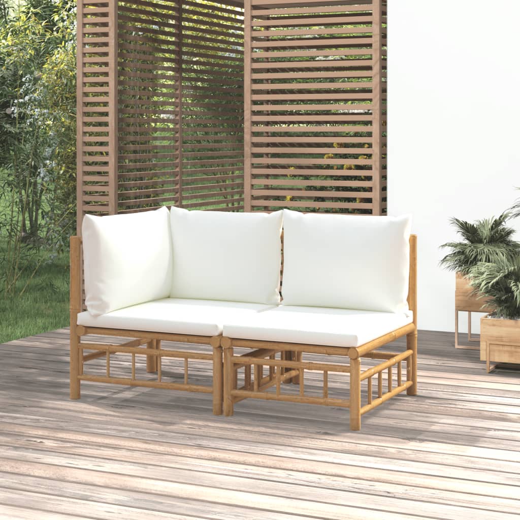 vidaXL 2 Piece Garden Lounge Set with Light Grey Cushions Bamboo