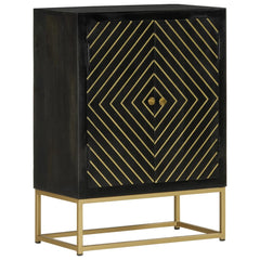 Sideboard with 2 Doors &Gold 55x30x75 cm Solid Wood Mango