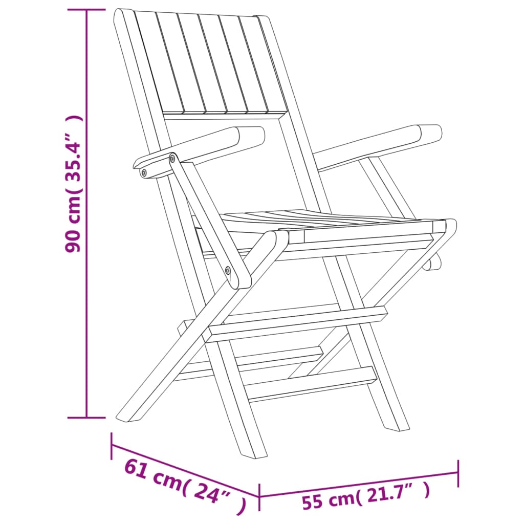 vidaXL Folding Garden Chairs 2 pcs 61x67x90 cm Solid Wood Teak