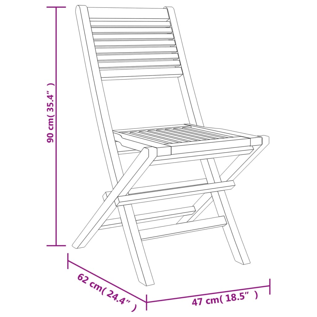 vidaXL Folding Garden Chairs 2 pcs 47x61x90 cm Solid Wood Teak