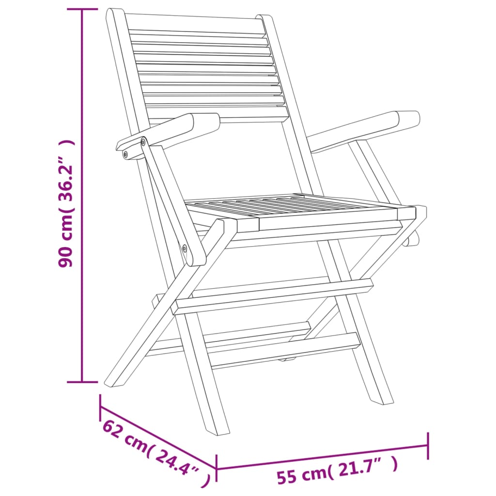 vidaXL Folding Garden Chairs 2 pcs 61x67x90 cm Solid Wood Teak