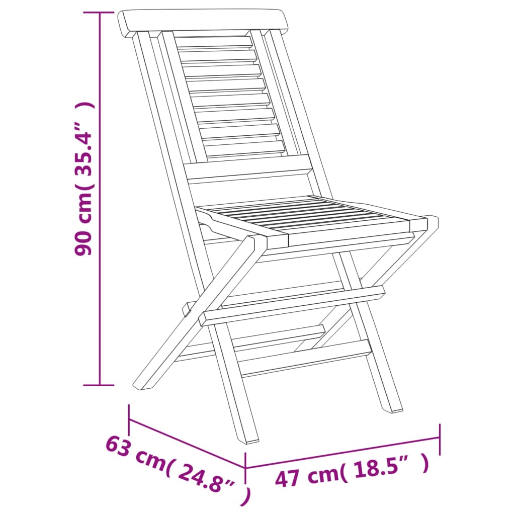 vidaXL Folding Garden Chairs 4 pcs 47x47x89 cm Solid Wood Teak