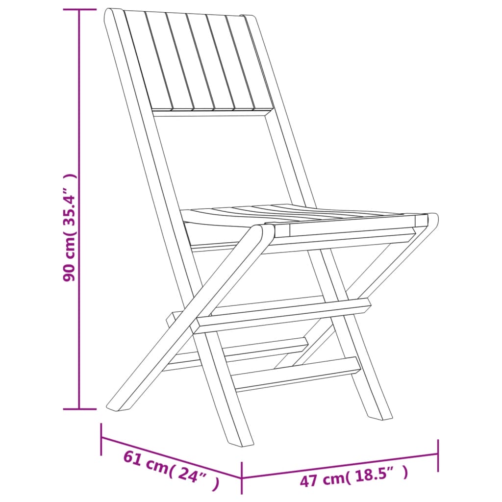 vidaXL Folding Garden Chairs 4 pcs 47x47x89 cm Solid Wood Teak