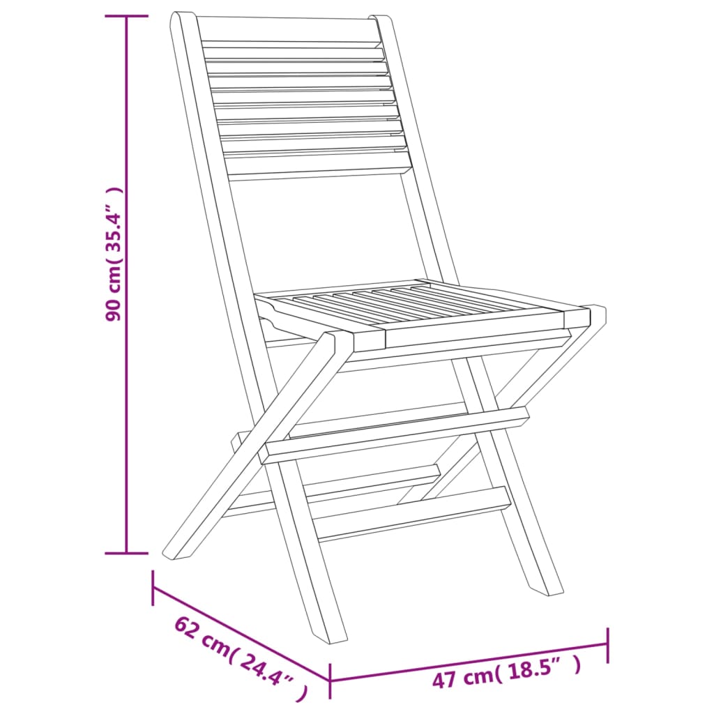 vidaXL Folding Garden Chairs 4 pcs 47x47x89 cm Solid Wood Teak