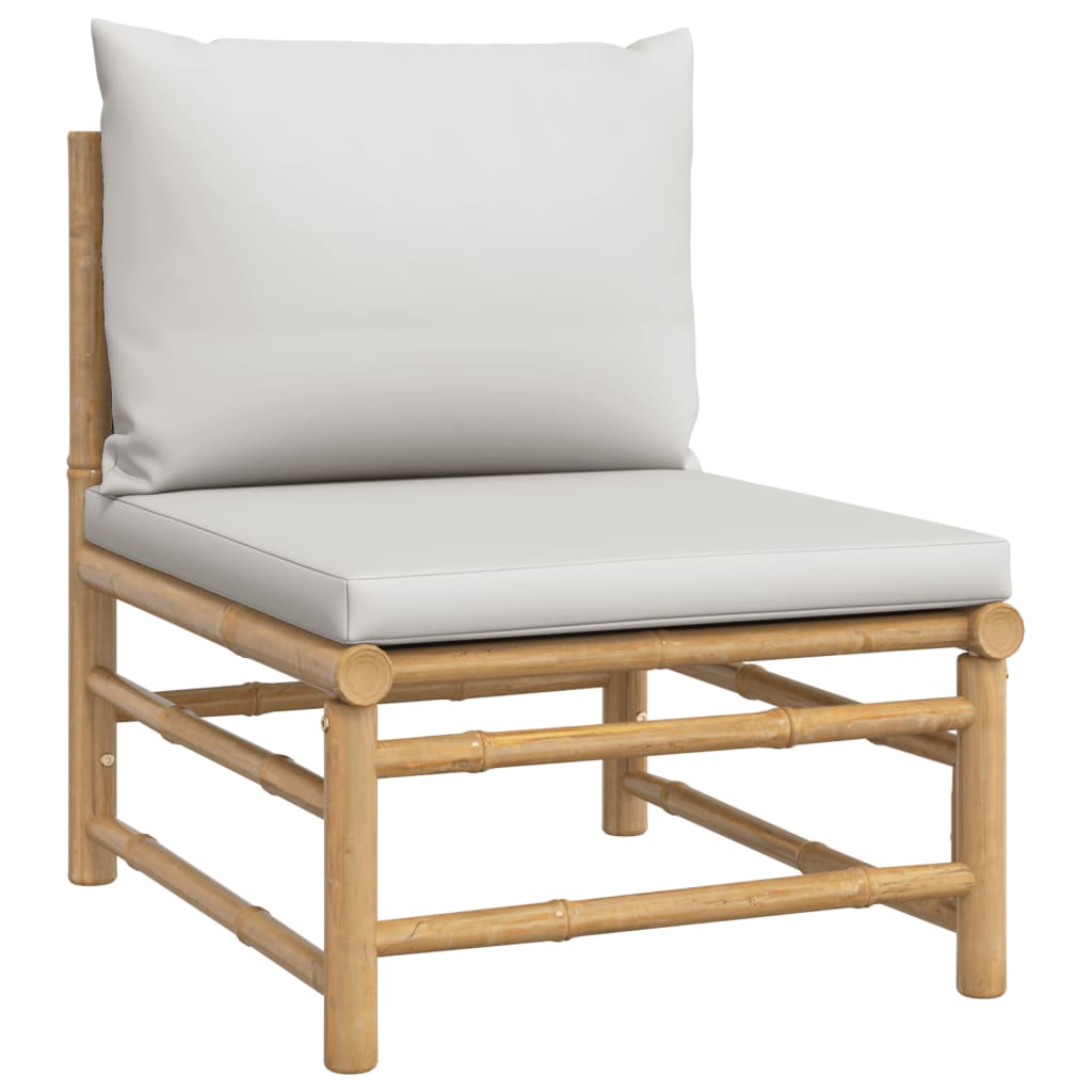 vidaXL 3 Piece Garden Lounge Set with Cream White Cushions Bamboo