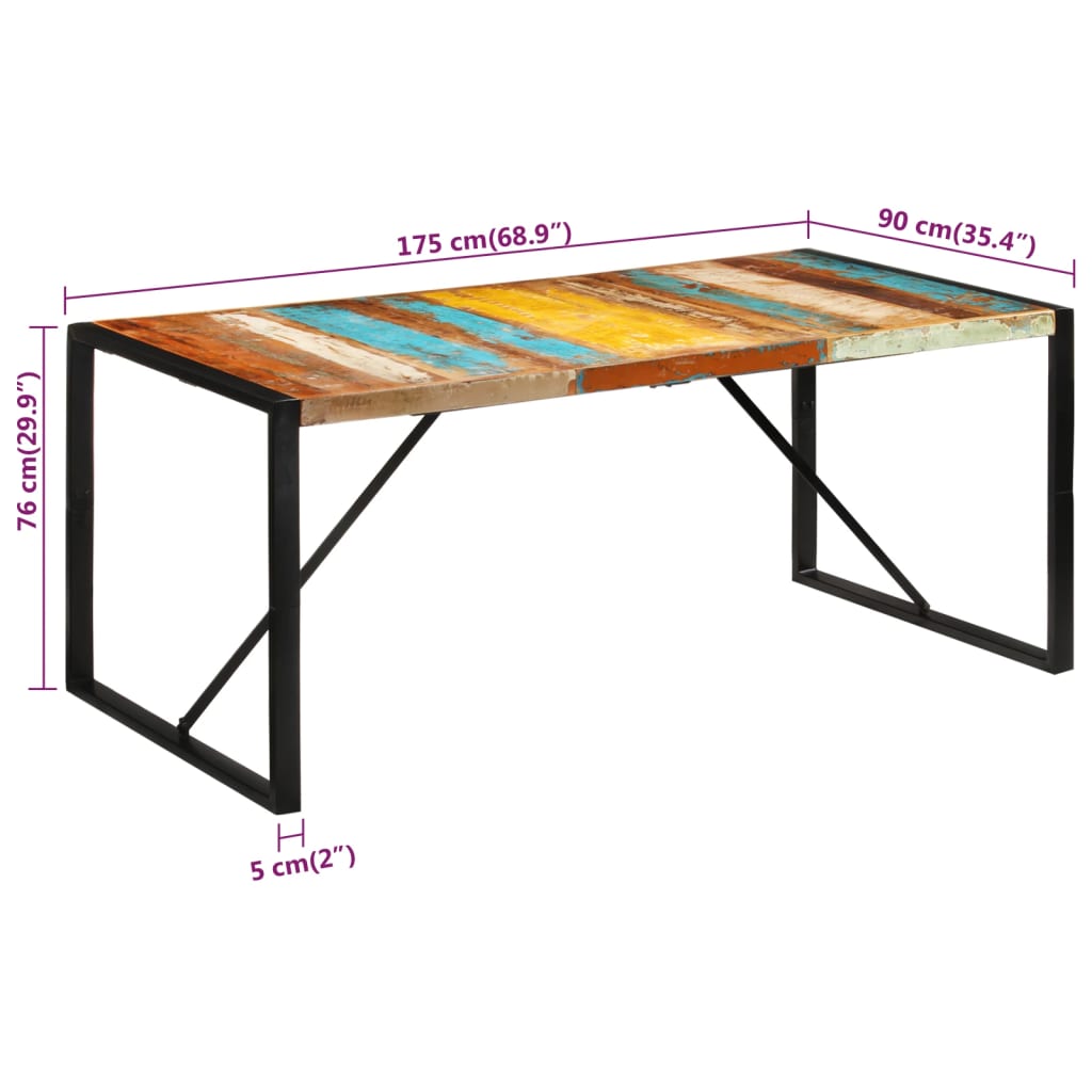 vidaXL Dining Table 120x55x76 cm Solid Wood Reclaimed