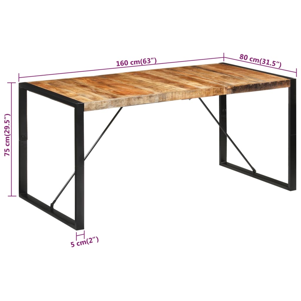 vidaXL Dining Table 180x90x75 cm Solid Wood Mango