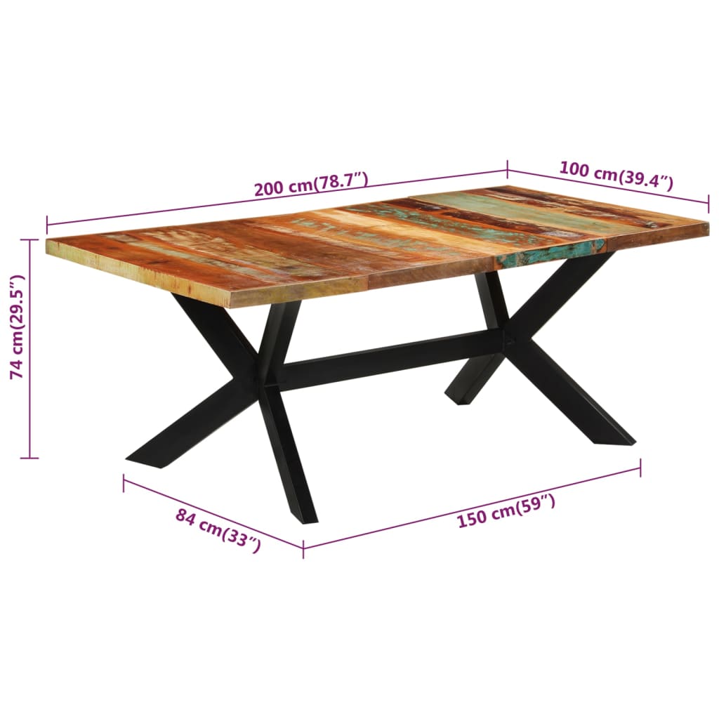 vidaXL Dining Table 120x55x76 cm Solid Wood Reclaimed