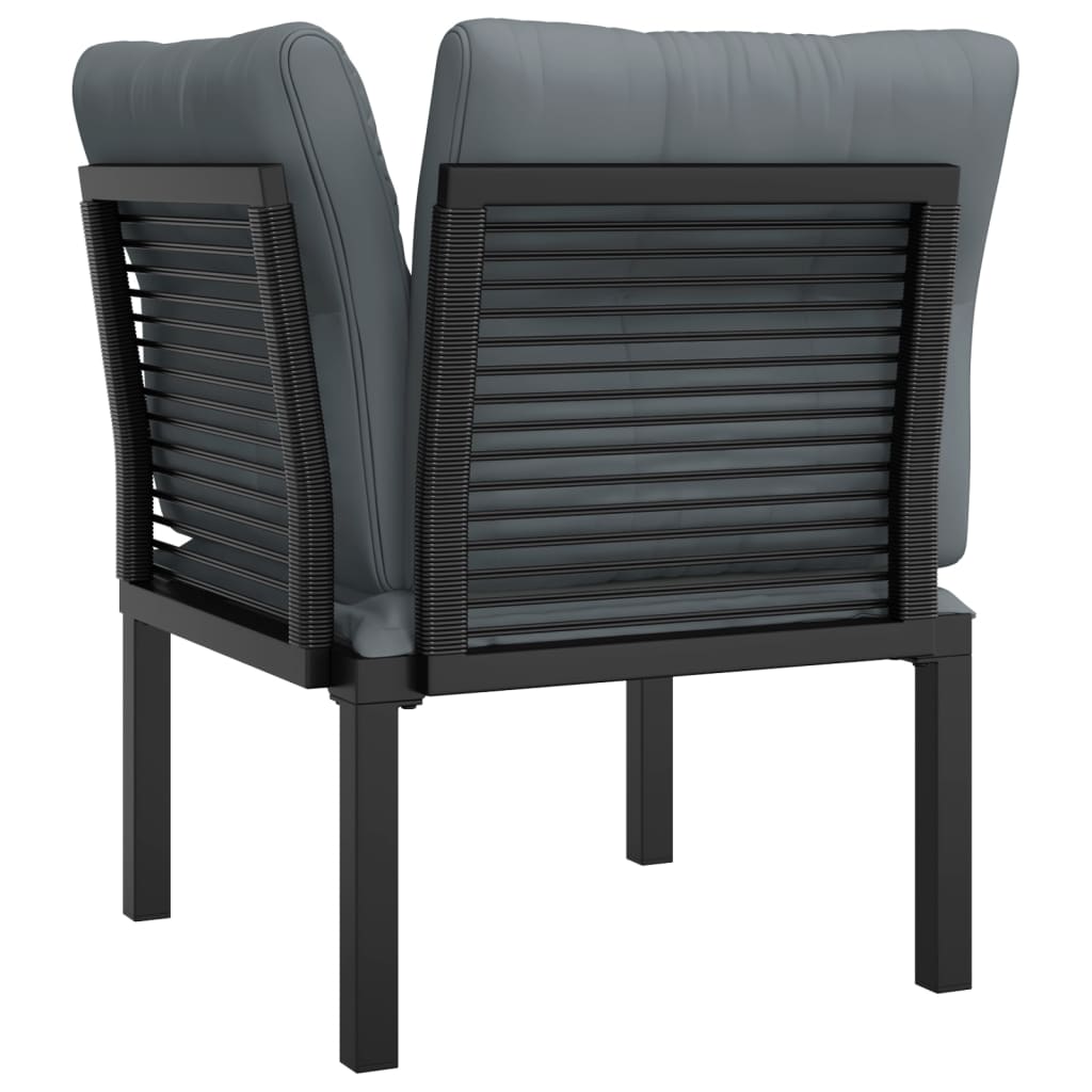 vidaXL Garden Corner Chair with Cushions Black and Grey Poly Rattan