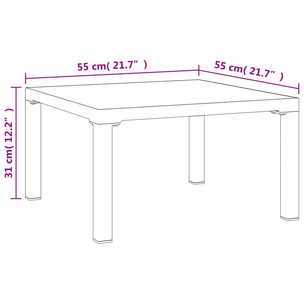 vidaXL Garden Coffee Table Grey 55x55x31 cm DPC and Steel