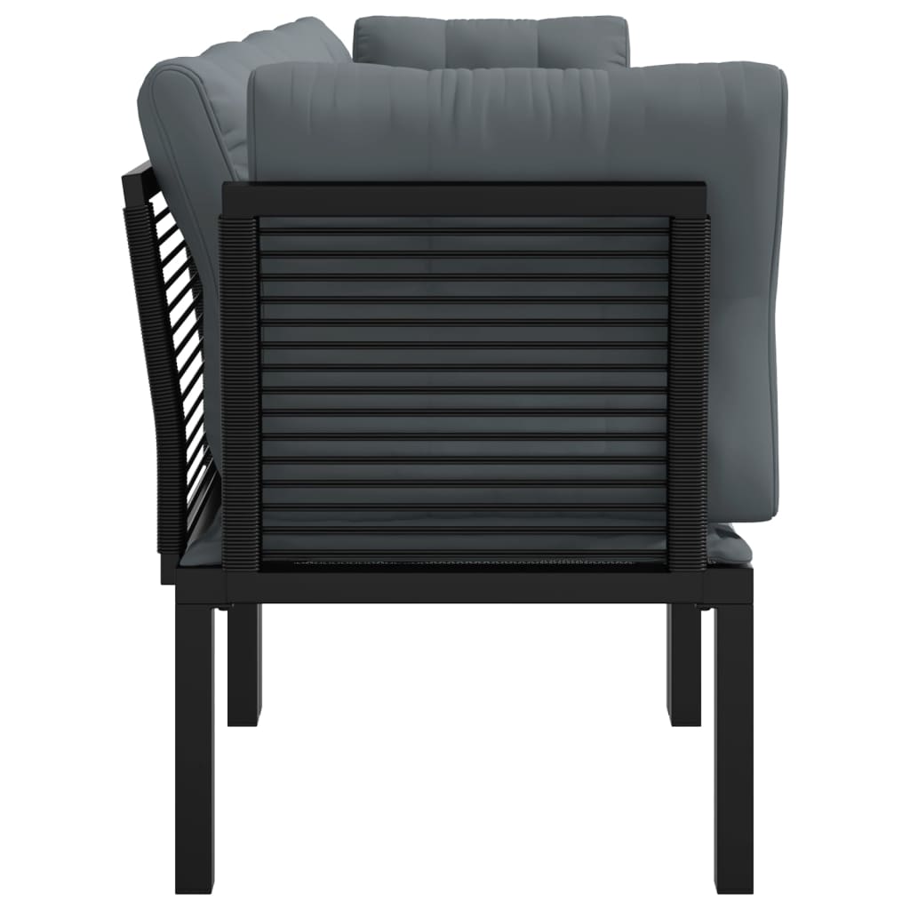 vidaXL 4 Piece Garden Lounge Set Black and Grey Poly Rattan