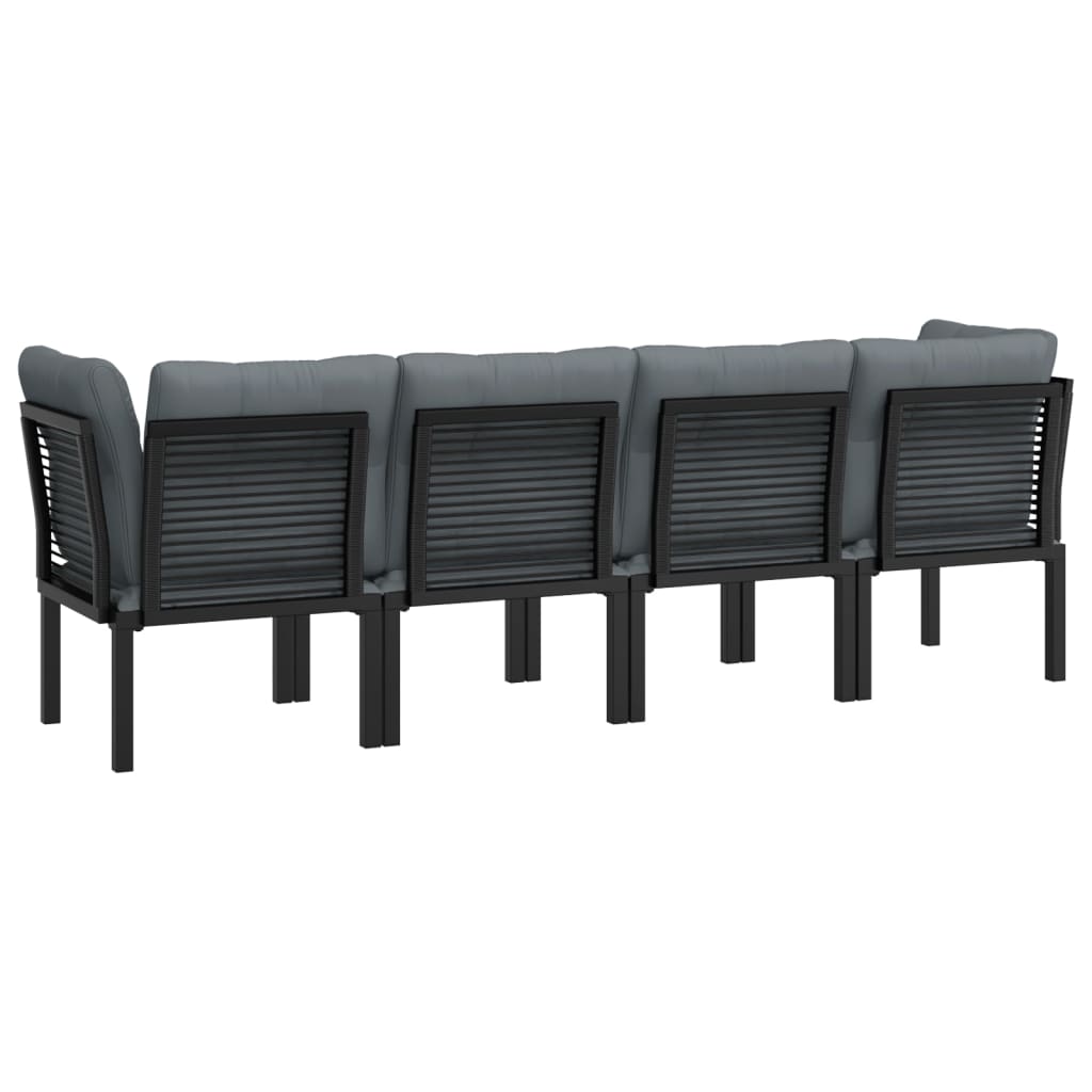 vidaXL 4 Piece Garden Lounge Set Black and Grey Poly Rattan