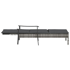 vidaXL Sun Lounger with Cushion Grey Poly Rattan