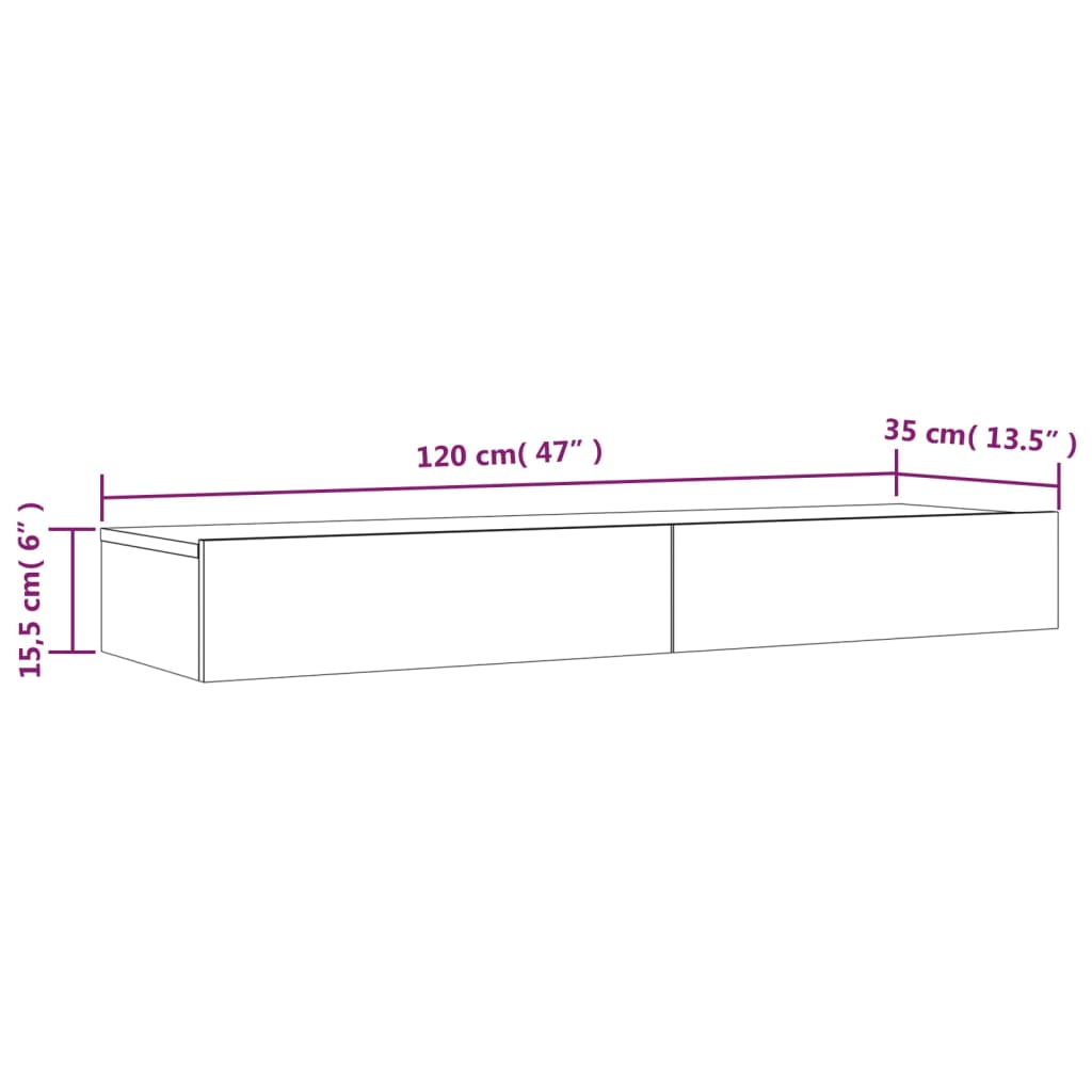 vidaXL TV Cabinet with LED Lights White and Sonoma Oak 120x35x15.5 cm