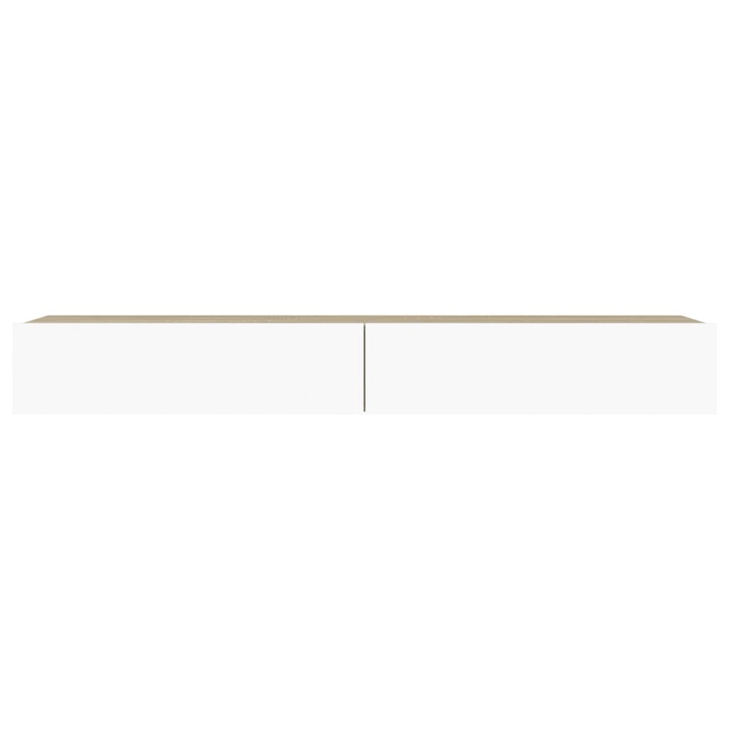 vidaXL TV Cabinet with LED Lights White and Sonoma Oak 120x35x15.5 cm