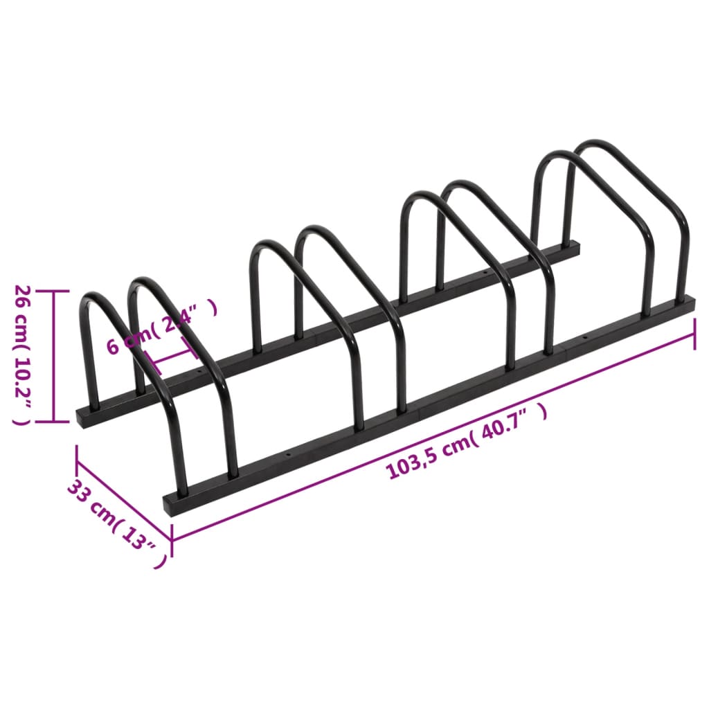 vidaXL Bike Rack for 5 Bikes Black Steel