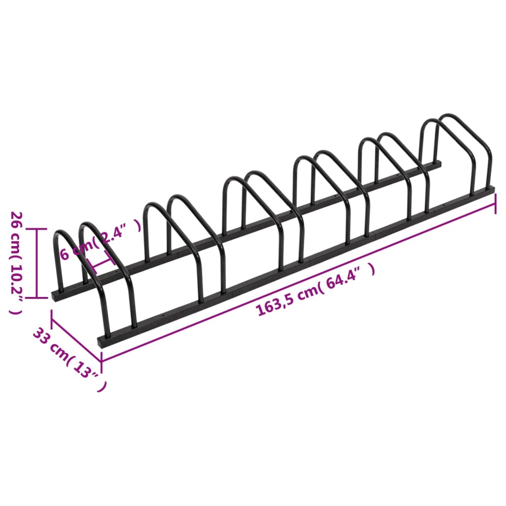 vidaXL Bike Rack for 5 Bikes Black Steel