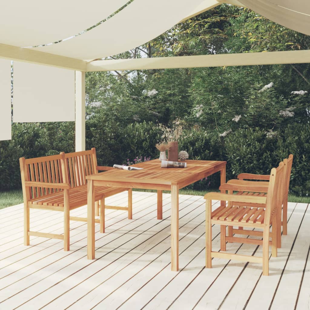 vidaXL 5 Piece Garden Dining Set Solid Wood Teak