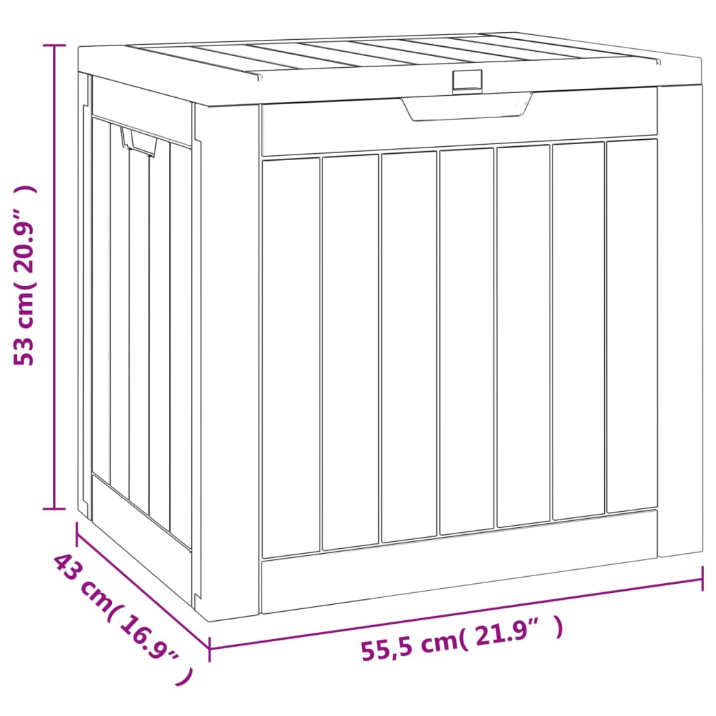 vidaXL Garden Storage Box Black 55.5x43x53 cm Polypropylene